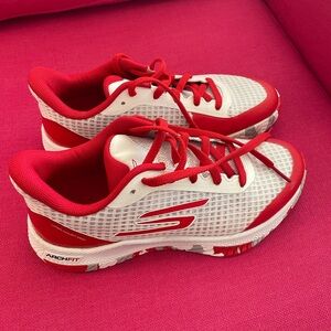 Skechers Red and White Athletic Shoes